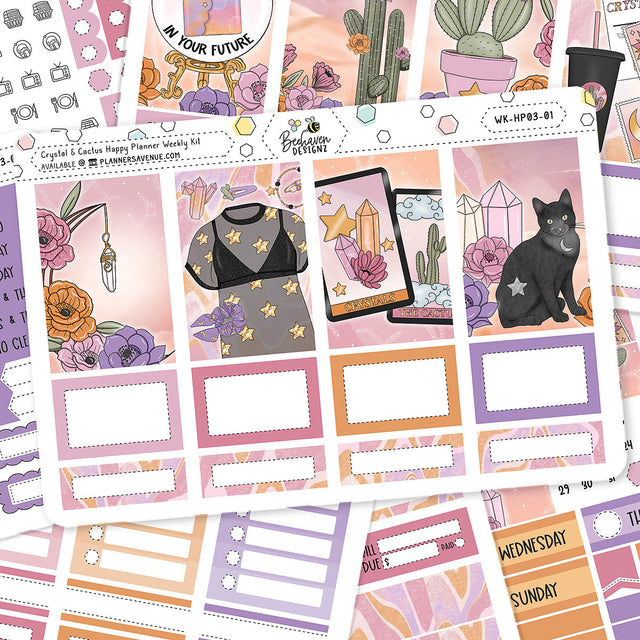 Crystal Cactus Happy Planner Weekly Sticker Kit