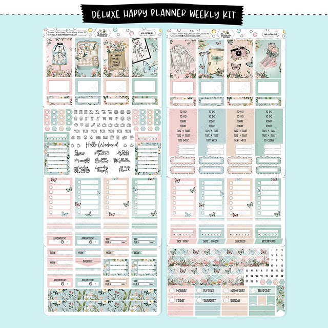 Flowers Flutter Happy Planner Weekly Sticker Kit