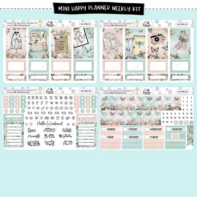 Flowers Flutter Happy Planner Weekly Sticker Kit