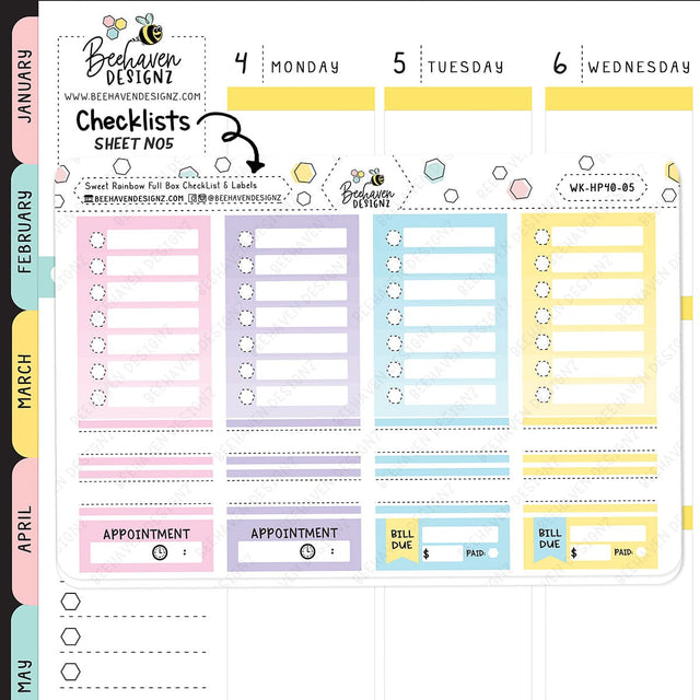 Sweet Rainbow Happy Planner Weekly Kit