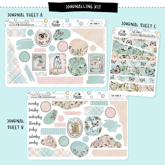 Flowers Flutter Journaling Sticker Kit