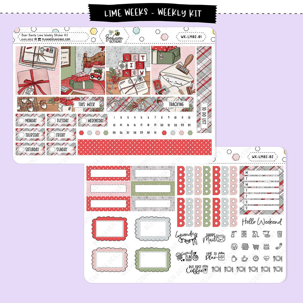 Dear Santa Lime Weekly Planner Sticker Kit