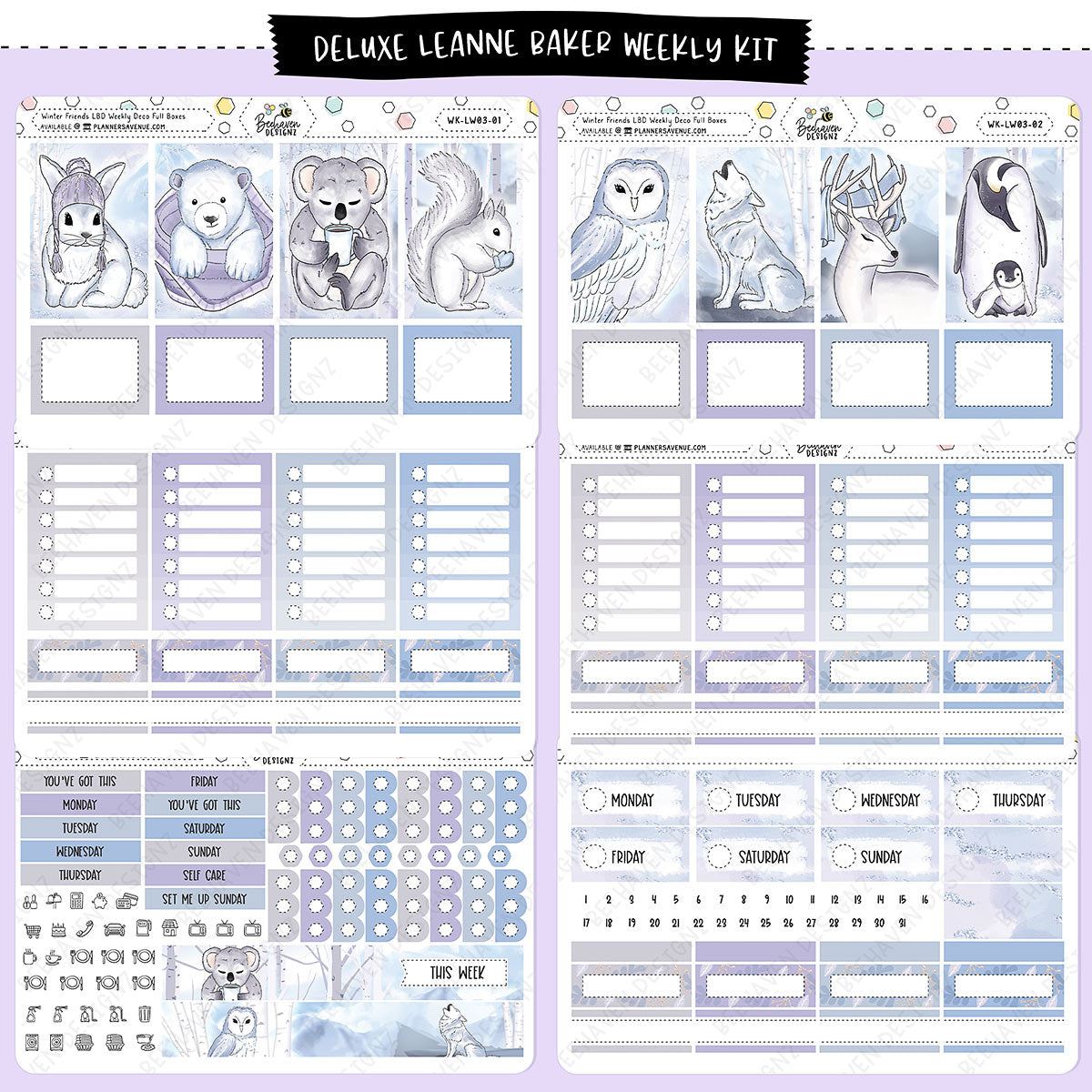 Winter Friends Leanne Baker Weekly Planner Sticker Kit
