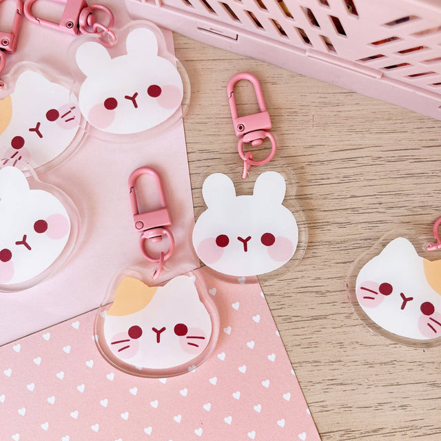 Baby Cat & Baby Rabbit Keychain by Cherry Rabbit