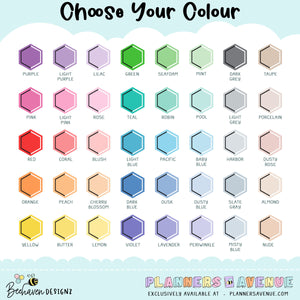 Custom Word Planner Stickers Colours Guide