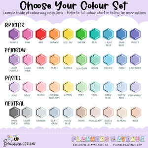 Custom Word Quarter Box Planner Stickers Colour Chart