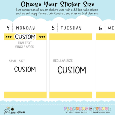 Custom Word Planner Stickers Sizing Guide