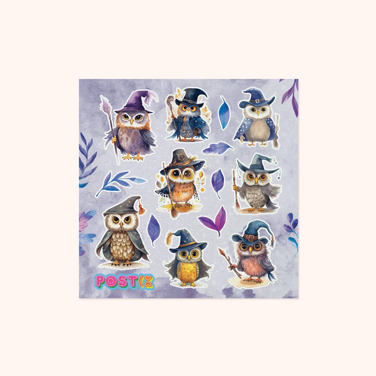 Wizard Owls Glitter Sticker Sheet