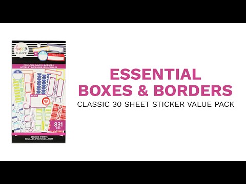 Happy Planner Essential Boxes & Borders Sticker Book Value Pack