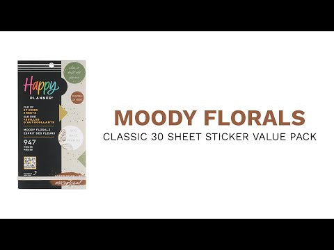 Happy Planner Moody Florals CLASSIC Sticker Book flip through